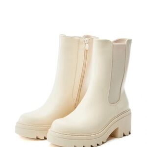 Chic Cream Heeled Boots for Women